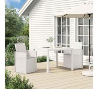 Ziaphsol Lot de 2 chaises de salle à manger de jardin, blanches, gris clair, résistantes aux intempéries, pliables, empilables, pour terrasse, balcon, jardin, extérieur, meubles de siège stables