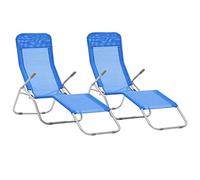 Ziaphsol Lot de 2 chaises Longues Pliables en textilène Bleu, Bain Soleil transat Chaise Longue lit chilienne Fauteuil Relax inclinable, Dossier réglable pour Jardin terrasse Plage Piscine extérieur