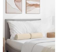 Ziaphsol Lot de 2 coussins traversins beige en microfibre avec rembourrage en polyester - Housses amovibles - 15 x 15 x 40 cm - Pour canapé, lit, salon, bureau, confortable et indéformable