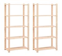 Ziaphsol Lot de 2 étagères de rangement à 5 étages - 80 x 38 x 170 cm - En pin massif - Pour charges lourdes - Pour atelier - Rangement dans le garage, la cave, l'entreprise et la salle - Charge