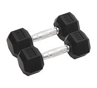 Ziaphsol Lot de 2 haltères courtes de 12 kg en fonte avec revêtement en caoutchouc, poignée moletée et design hexagonal anti-roulement pour la musculation, l'entraînement, la salle de sport et la