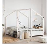 Ziaphsol Lot de 2 lits pour enfant blanc en pin massif avec lattes en contreplaqué, dimensions du matelas 80 x 160 cm, pour chambre d'enfant, pour entrer et sortir de manière autonome