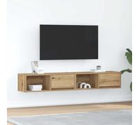 Ziaphsol Lot de 2 meubles TV - Chêne artisanal - 80 x 31 x 25,5 cm - Matériau du bois - Montage mural - Espace de rangement pour salon - Console multimédia