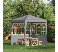 Ziaphsol Lot de 2 panneaux latéraux de fête - 200 x 195 cm - Gris clair - En polyéthylène et acier - Résistant aux intempéries - Protection UV - Fenêtre - Pour tonnelle, chapiteau et tente de jardin