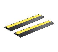 Ziaphsol Lot de 2 ponts-câbles en caoutchouc à deux canaux - 101,5 cm - Jaune/noir - Modulaires - Pour chantiers de construction, lieux d'exploitation, parking, entrepôt, cour, entrée, sortie