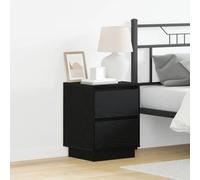 Ziaphsol Lot de 2 tables de chevet avec lumières LED - Noir - 39 x 34,5 x 50 cm - Design moderne pour chambre à coucher avec espace de rangement