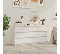 Ziaphsol Lot de 2 tables de chevet en bois de pin massif blanc avec trois tiroirs pour chambre et salon 60 x 36 x 64 cm offrant un espace de rangement pratique pour vos objets