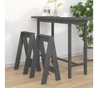 Ziaphsol Lot de 2 tabourets gris en pin massif - 40 x 40 x 75 cm - Sans dossier - Charge maximale : 110 kg - Pour cuisine, salle à manger, salon - Peu encombrant
