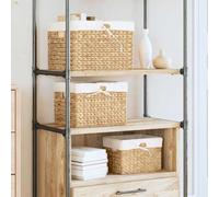 Ziaphsol Lot de 3 paniers de rangement rectangulaires en jacinthe d'eau naturelle - 35 x 30 x 25 cm - Avec poignées - Pour armoire, étagère, système de rangement dans le salon
