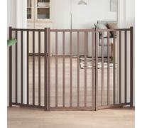 Ziaphsol Lot de 3 portes pliantes pour chien en bois de sapin massif aspect chêne marron, 150 cm de long, autoportante pour chiens de petite et moyenne taille, sans perçage, pour la maison, les