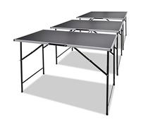 Ziaphsol Lot de 3 tables à tapisser pliantes, en aluminium et MDF, 100 x 60 x 82 cm, noires, peu encombrantes, portables comme table de camping, table de jardin, table de travail pour stand de marché