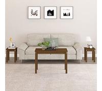 Ziaphsol Lot de 3 tables gigognes, marron miel, en pin massif, tables d'appoint pratiques pour salon, chambre à coucher, design peu encombrant, multi-usages