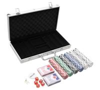 Ziaphsol Lot de 300 jetons de poker de 11,5 g dans une mallette en aluminium avec 2 jeux de cartes, 5 dés et bouton distributeur pour soirée casino, tournoi, Texas Holdem, Blackjack, Roulette