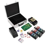 Ziaphsol Lot de 300 jetons de poker de 4 g avec mallette en aluminium, mélangeur de cartes, tapis de jeu et bouton dealer pour le tournoi Texas Holdem
