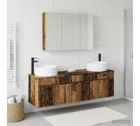 Ziaphsol Lot de 4 armoires de salle de bain en bois avec lampes de miroir LED, montage mural, design moderne, polyvalent pour salle de bain, avec grand espace de rangement, résistant à l'humidité, peu