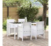 Ziaphsol Lot de 4 chaises de jardin, blanches, 53 x 49 x 85 cm, en plastique polypropylène, résistantes aux UV, imperméables, aspect rotin, confortables