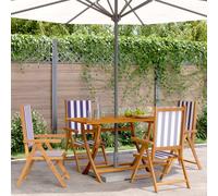 Ziaphsol Lot de 4 chaises de Jardin inclinables en Bois Massif et Tissu Polyester, fauteuils Pliables et empilables pour terrasse, Balcon, Patio, Piscine ou Camping, Confort Ergonomique