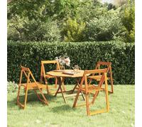 Ziaphsol Lot de 4 chaises de jardin pliantes en bois d'acacia, résistantes aux intempéries, empilables, à dossier haut, pour terrasse, balcon, extérieur, salon, confort, robustes, durables