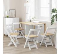Ziaphsol Lot de 4 chaises de salle à manger pliantes Corona blanches, en pin massif, pliables et peu encombrantes, pour cuisine, salle à manger, salon, 40 x 47 x 71,5 cm