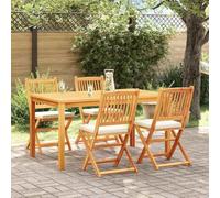 Ziaphsol Lot de 4 chaises pliantes en bois massif d'acacia, blanches, 49 x 57,5 x 92 cm, résistantes aux intempéries, pour jardin, balcon et terrasse