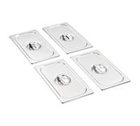 Ziaphsol Lot de 4 couvercles GN 1/3 en acier inoxydable - 325 x 176 mm - Couvercle pour récipient de restauration - Couvercle de poêle pour chauffe-plats - Protection pour buffet et cuisine - Hygiène