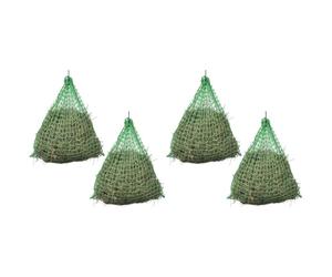 Ziaphsol Lot de 4 filets à foin ronds - 1 x 1 m - En polypropylène - Vert - Mailles : 45 x 45 mm - Cordon de 3 mm - Pour cheval, bœuf, écurie, pâturage, cour, économie de nourriture lors de