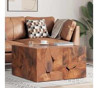 Ziaphsol Lot de 4 tabourets marron 40 x 40 x 45 cm, en teck massif, fabriqués à la main, comme repose-pieds, table d'appoint ou table basse, style rétro rustique pour salon, invités et extérieur