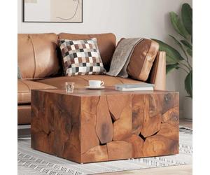 Ziaphsol Lot de 4 tabourets marron 40 x 40 x 45 cm, en teck massif, fabriqués à la main, comme repose-pieds, table d'appoint ou table basse, style rétro rustique pour salon, invités et extérieur