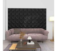 Ziaphsol Lot de 48 panneaux muraux origami noirs en mousse XPS - 50 x 50 cm - Pour intérieur - Décoration 3D - Montage facile pour salon et chambre à coucher