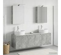 Ziaphsol Lot de 5 armoires de salle de bain - Gris béton - Design moderne avec beaucoup d'espace de rangement - Montage mural et autonome - Pour salle de bain, salon, couloir, terrasse, salon