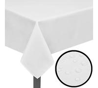 Ziaphsol Lot de 5 nappes blanches, en polyester, 190 x 130 cm, imperméables, protection pour table à manger, housse pour mariage, banquet et dîner