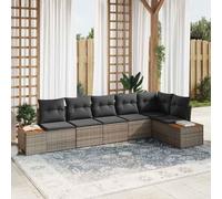 Ziaphsol Lot de 6 canapés de jardin avec coussins gris en rotin synthétique modulaire résistant aux UV Fonction de rangement pour terrasse, jardin, Outdoor Living