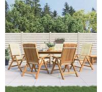 Ziaphsol Lot de 6 chaises de jardin avec coussins, en teck massif, pliables, empilables, résistantes aux intempéries, pour balcon, terrasse, extérieur, détente, bistrot, camping