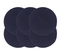Ziaphsol Lot de 6 sets de table ronds faits à la main, 100 % coton, bleu marine, 38 cm, pour table à manger, cuisine, lavables, antidérapants, résistants à la chaleur, protection de table, décoration