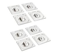Ziaphsol Lot de 8 couvercles en acier inoxydable pour conteneurs GN 1/6 - 176 x 162 mm - Protection pour restauration, buffet, restauration, cuisine, restaurant, cantine