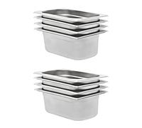 Ziaphsol Lot de 8 récipients gastronorm en acier inoxydable GN 1/4, 100 mm de haut, empilables pour comptoir, pour bain marie Chafing Dish Buffet Catering