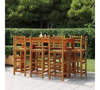 Ziaphsol Lot de 8 tabourets de bar en bois massif d'acacia, 42 x 36 x 110 cm, huilé, design rustique, idéal pour cuisine, comptoir, balcon, chaise d'extérieur robuste pour des heures de détente
