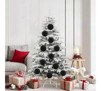 Ziaphsol Lot de 9 boules de Noël XL en plastique noir avec passant, 15 x 15 x 15 cm, pour décoration de sapin de Noël, branches de pin, fenêtre, décoration de l'Avent et de Noël