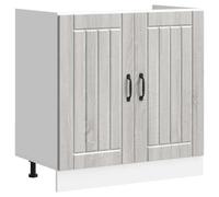 Ziaphsol Lucca Meuble sous-évier gris Sonoma en bois 80 x 46 x 81,5 cm avec pieds réglables, espace de rangement pour armoire de cuisine, garde-manger, organisateur, autonome, avec portes