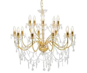 Ziaphsol Lustre Suspension doré 2 Couches avec 15 Ampoules E14 pour Salon Salle à Manger Cuisine Chambre intérieur Ambiance Moderne Vintage Industriel