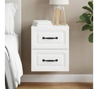 Ziaphsol Made of Durable Engineered Wood with Smooth Surface Finish, This Wall-Mounted Bedside Cabinet Measures 34.5 by 33 by 40 Centimeters, Includes Two Drawers, Suitable for bedrooms