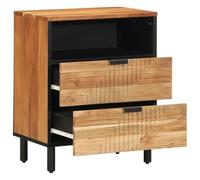 Ziaphsol Made of Durable Solid Acacia Wood with Warm Brown Finish, Measuring 50 x 33 x 62 Centimeters, This Single Bedside Cabinet Fits Well Beside Standard Beds and is Ideal