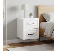 Ziaphsol Made of Durable Wood Engineering with a Glossy White Finish, Measuring 34.5 x 33 x 40 Centimeters, Set of Two Wall-Mounted Bedside cabinets Designed for Modern bedrooms