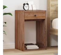 Ziaphsol Mahogany Wood Bedside Table 63 x 30 x 79 cm with Drawer for Bedroom, Modern Vintage Nightstand with Brass Handles, Durable Solid Wood End Table for Living Room, Stylish Storage Furniture