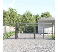 Ziaphsol Maille de portail de jardin anthracite 400 x 125 cm en acier galvanisé avec piquet verrouillable pour cour, allée, entrée, porte de clôture robuste
