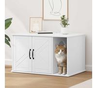 Ziaphsol Maison pour chat blanche 85 x 55 x 50,5 cm en bois pour l'intérieur, avec kit de montage, refuge rectangulaire pour escalade, griffer, se reposer dans les coins d'appartement