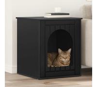 Ziaphsol Maison pour chat noire en bois 53 x 52 x 62 cm pour l'intérieur, refuge stable avec grotte, surface de couchage et design adapté au salon pour meubles et lieu de repos
