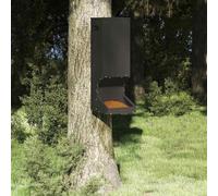 Ziaphsol Mangeoire à bois en acier laminé à froid - Noir - 28 x 30 x 80 cm - Capacité de 3 kg - Résistant aux intempéries - Avec poignées - Pour jardin, terrasse et chemins forestiers - Pour