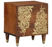 Ziaphsol Mango Wood Bedroom Nightstand with Door Marron Miel Finish 40 x 33 x 46 cm Modern Bedside Table with Storage for Bedroom Living Room with Brass Handles