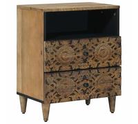 Ziaphsol Mango Wood Bedside Table 50 x 33 x 60 cm with Two Drawers Rustic Brown Solid Mango Wood Versatile Nightstand for Bedroom Or Living Room with Easy Maintenance and Natural Grain Pattern